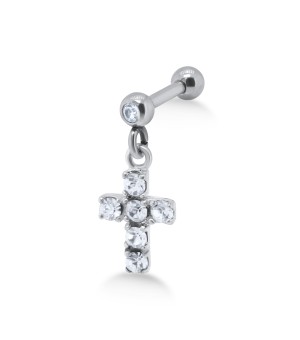 Stone Set Cross Shaped Upper Ear Dangling Charms TIPBD-12